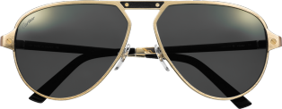 Santos de Cartier Sonnenbrille Metall im gebürsteten champagnerfarbenen Gold-Finish, polarisierte graue Gläser mit goldfarbenem Spiegeleffekt
