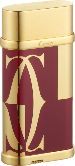 Encendedor motivo logotipo Laca color burdeos, metal acabado dorado