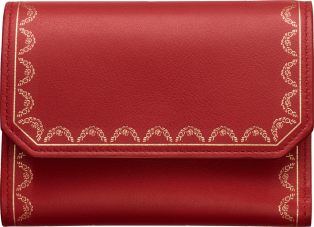 Wallet, Small, Guirlande de Cartier Red calfskin, golden finish