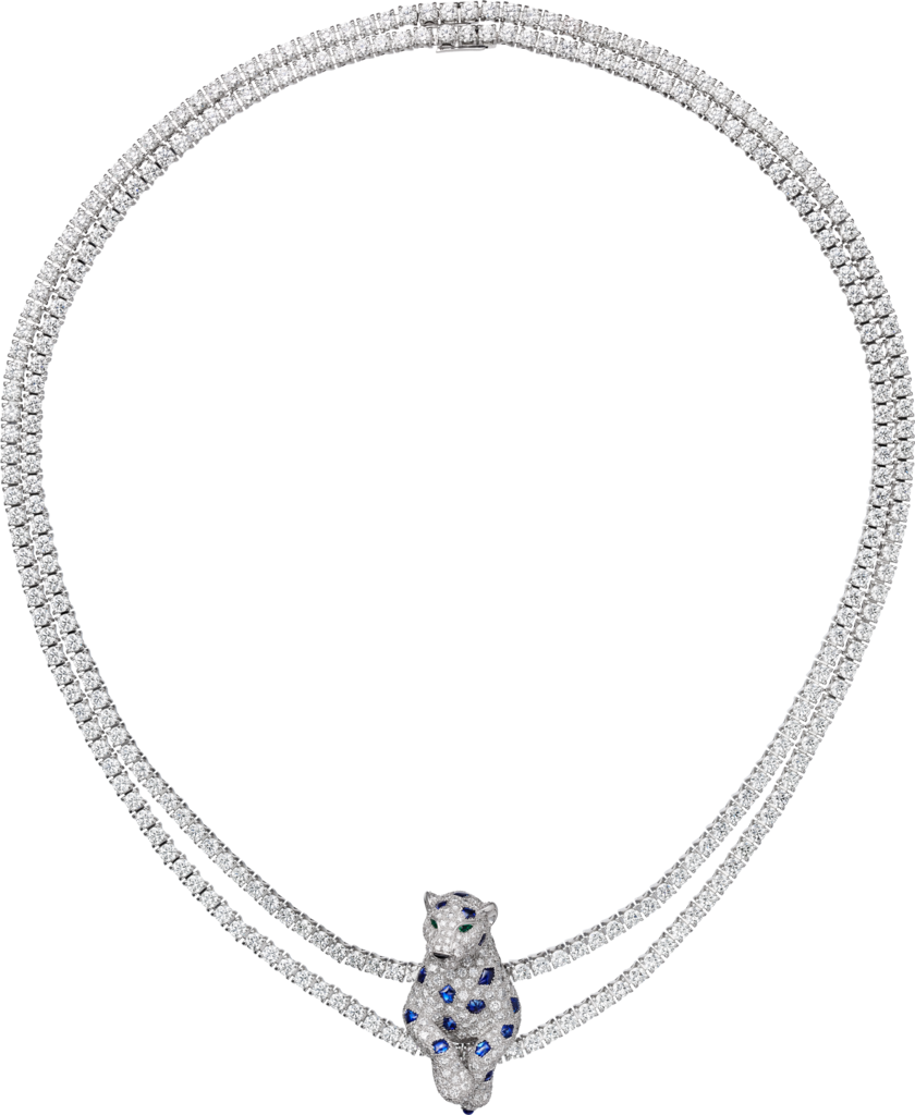 Collar Panthère de CartierOro blanco, esmeralda, zafiro, ónix, diamantes