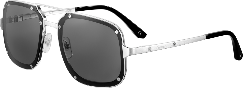 Gafas de sol Santos de CartierMetal platino liso y cepillado, lentes grises