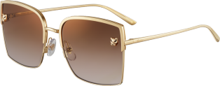 Panthère de Cartier Sonnenbrille Metall im glatten und gebürsteten Gold-Finish, braune Gläser mit goldfarbenem Spiegeleffekt