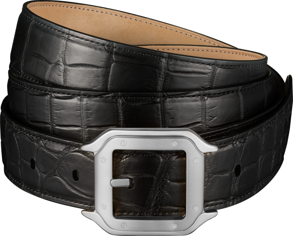 Cinturón Santos de CartierPiel de cocodrilo color negro, con hebilla acabado paladio