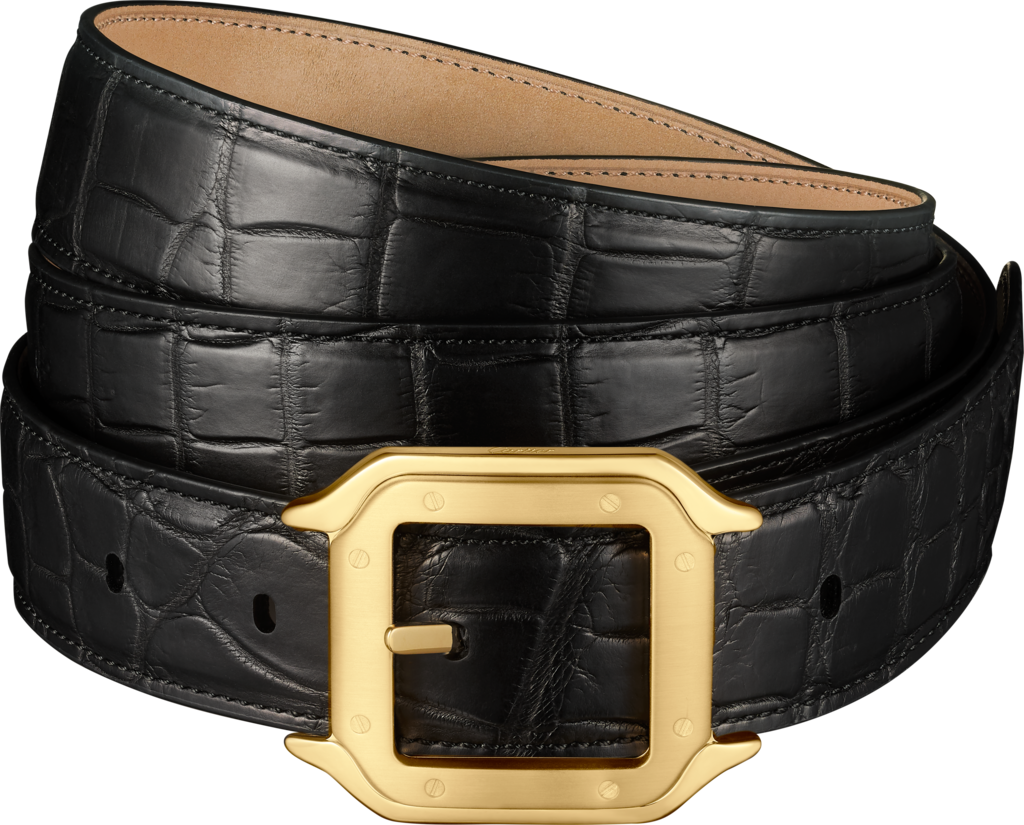 Cinturón Santos de CartierPiel de cocodrilo color negro, con hebilla acabado dorado