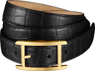 Belt, Tank Black crocodile skin, gold-finish buckle