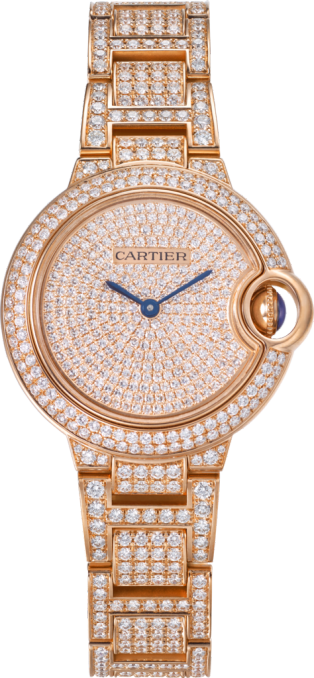 Reloj Ballon Bleu de Cartier 33 mm, movimiento automático, oro rosa, diamantes