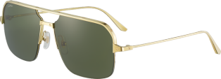 Gafas de sol Santos de Cartier Metal dorado liso y cepillado, lentes verdes