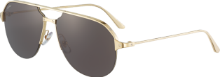 Gafas de sol Santos de Cartier Metal dorado liso y cepillado, lentes grises