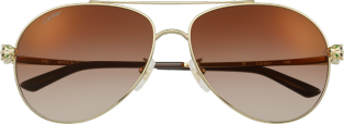 Gafas de sol Panthère de Cartier Metal dorado liso, lentes marrón degradado con flash dorado