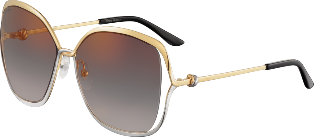 Trinity sunglassesSmooth golden-finish and platinum-finish metal, graduated grey lenses with golden flash