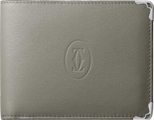 6-Credit Card Wallet, Must de Cartier Grey and green calfskin, stainless steel finish