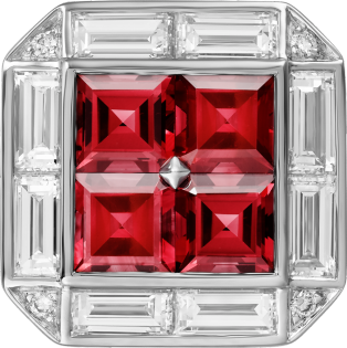 Cubrebotones Cartier Héritage rubí Oro blanco, rubíes, diamantes