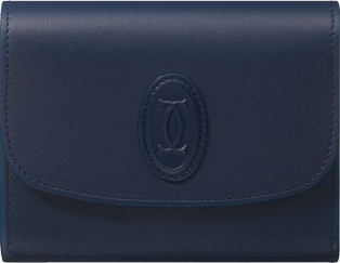 Mini Wallet, Must de Cartier Midnight blue calfskin, golden finish