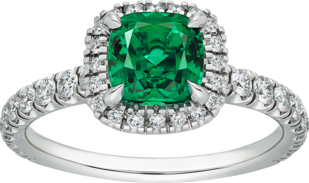 Cartier Destinée Solitaire with coloured stonePlatinum, emerald, diamonds