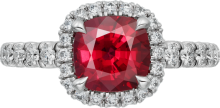 Solitaire Cartier Destinée pierre de couleur Platine, rubis, diamants
