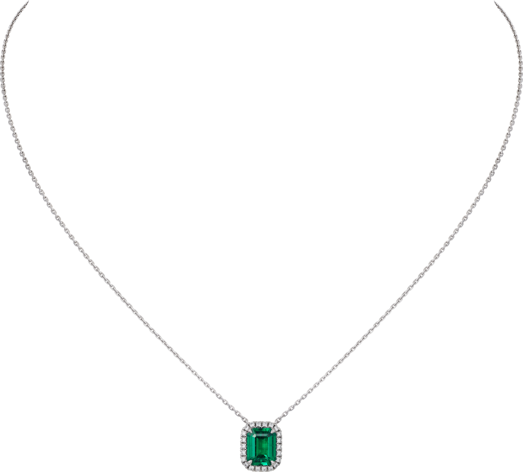 Cartier Destinée necklace with coloured stoneWhite gold, emerald, diamonds