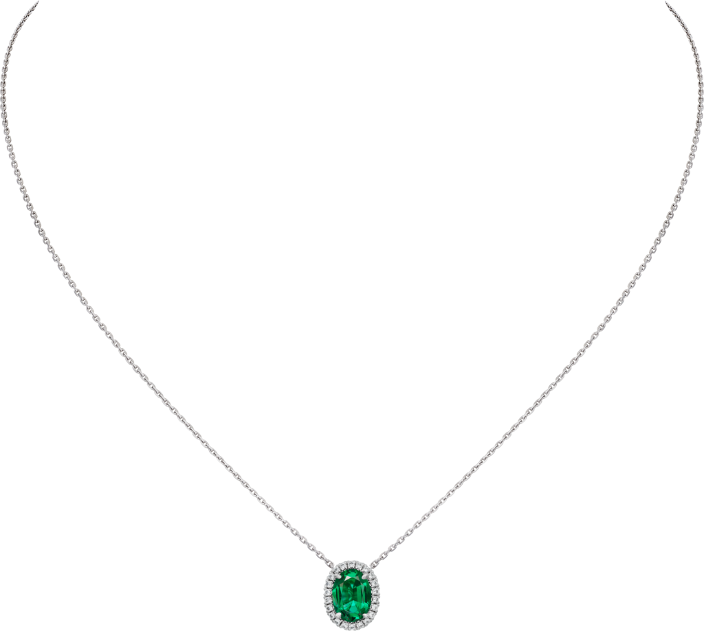 Collar Cartier Destinée piedra de colorOro blanco, esmeralda, diamantes