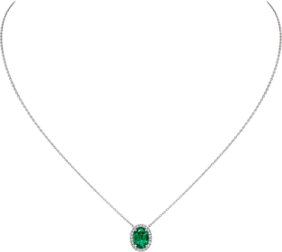 Cartier Destinée necklace with coloured stone White gold, emerald, diamonds