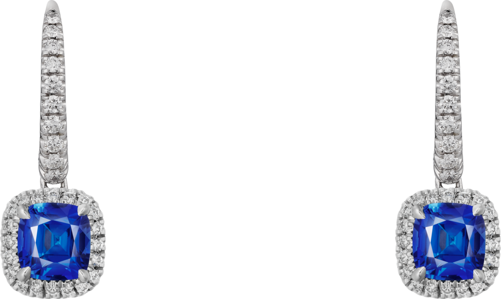 Pendientes Cartier Destinée piedra de colorOro blanco, zafiro, diamantes.