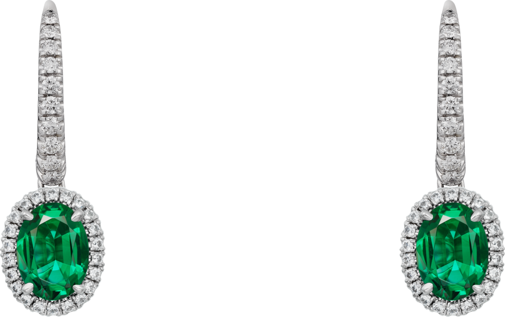 Cartier Destinée earrings with coloured stoneWhite gold, emerald, diamonds