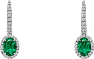 Boucles d'oreilles Cartier Destinée pierre de couleur Or gris, émeraude, diamants