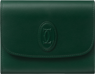 Mini Wallet, Must de Cartier Green calfskin, golden finish
