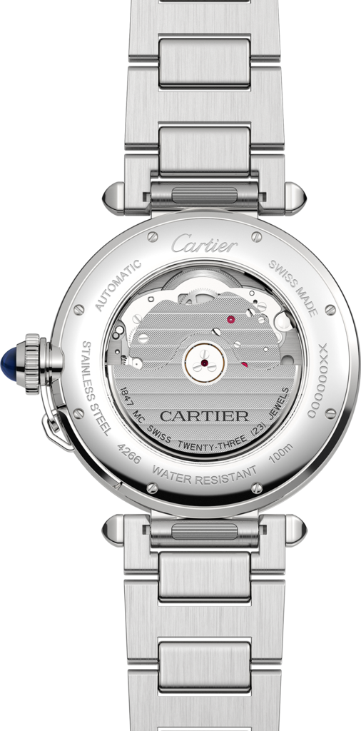 Pasha de Cartier41mm, Automatikwerk, Stahl, austauschbare Armbänder aus Metall und Leder