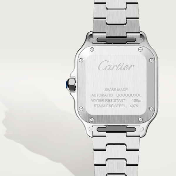 Reloj Santos de Cartier Tamaño mediano, movimiento automático, oro amarillo, acero, brazalete de metal y correa de piel intercambiables