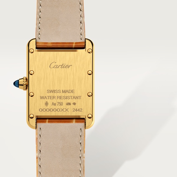 Reloj Tank Louis Cartier Tamaño pequeño, movimiento de cuarzo, oro amarillo, piel