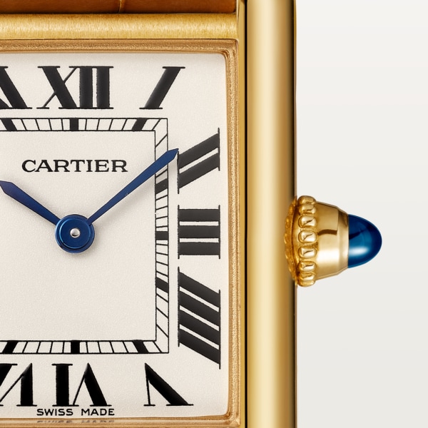 Reloj Tank Louis Cartier Tamaño pequeño, movimiento de cuarzo, oro amarillo, piel