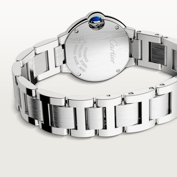 Reloj Ballon Bleu de Cartier 28 mm, movimiento de cuarzo, acero