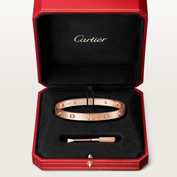 Crb Love Bracelet 10 Diamonds Pink Gold Diamonds Cartier