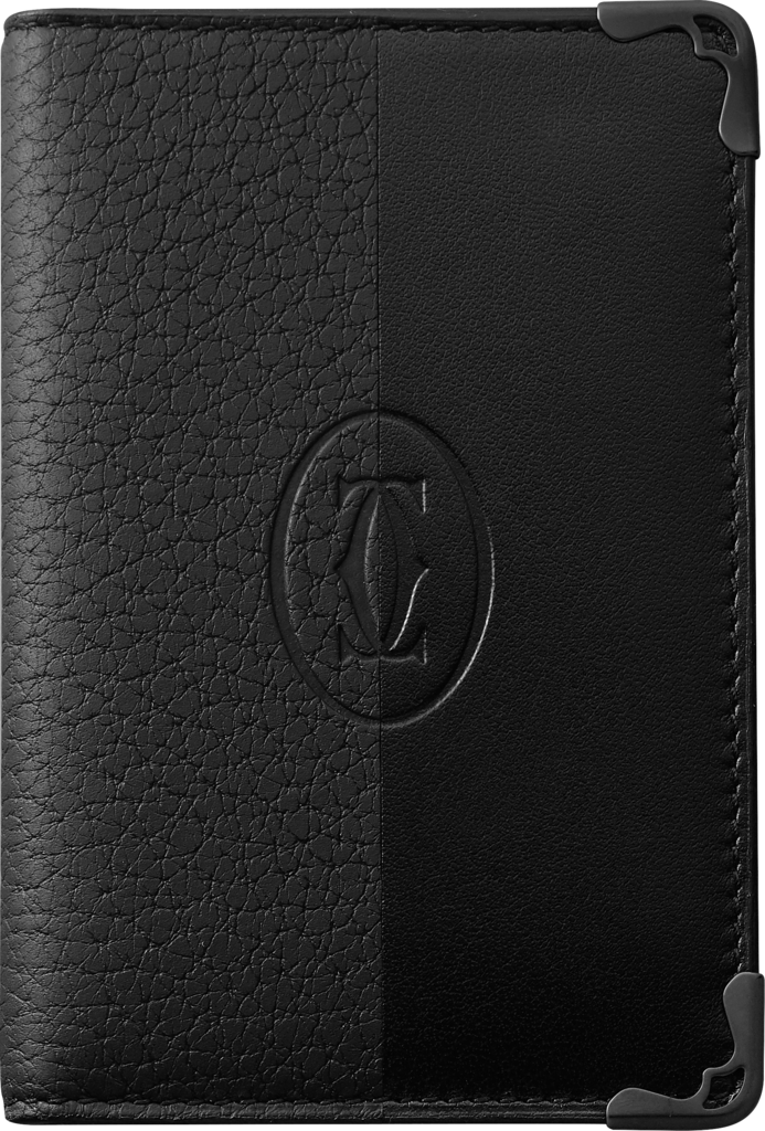 Must de Cartier 4-card holderSmooth and grained black calfskin, black PVD finish
