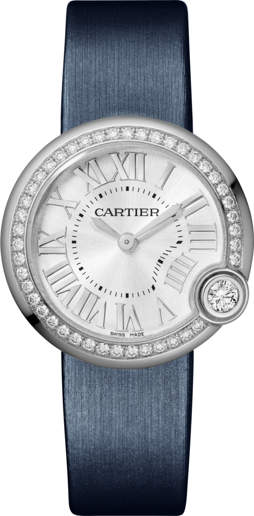 Ballon Blanc de Cartier watch30 mm, steel, diamonds, leather