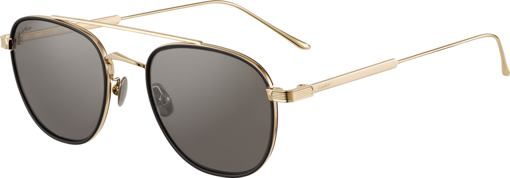 C de Cartier SunglassesBlack composite and smooth golden-finish titanium, grey lenses