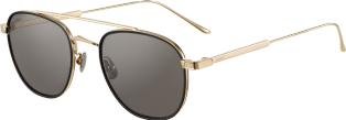 C de Cartier Sonnenbrille Schwarzes Azetat und Titan in glattem Gold-Finish, graue Gläser