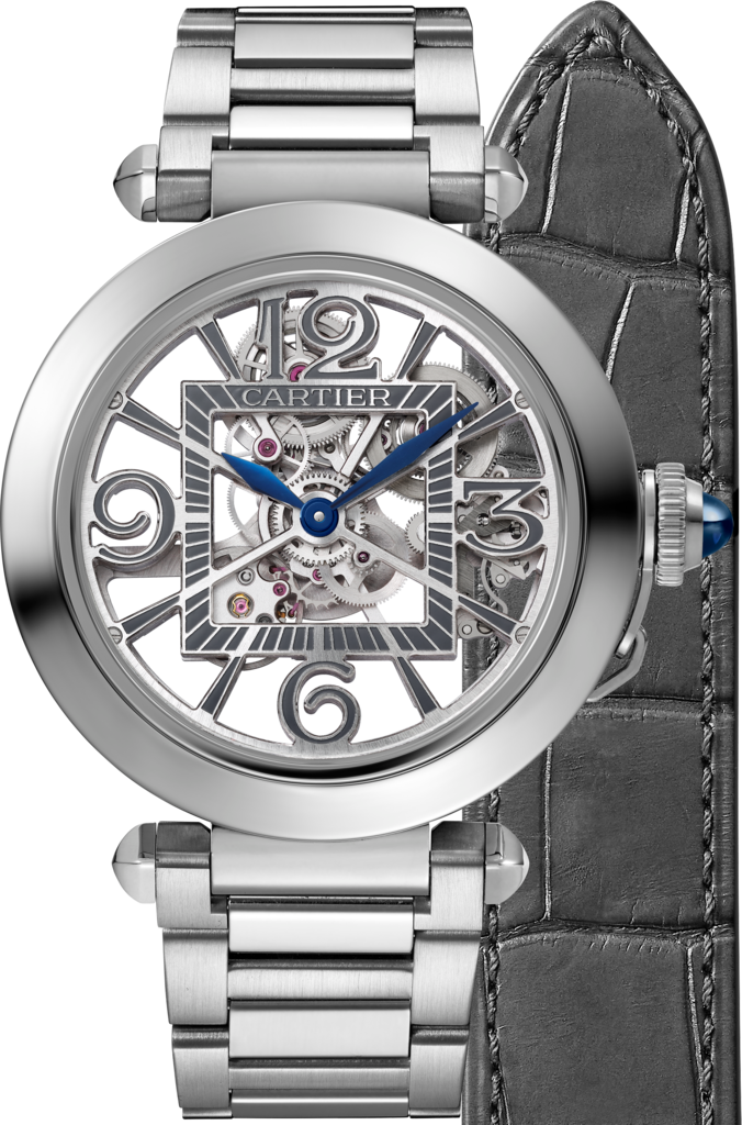 Reloj Pasha de Cartier41 mm, movimiento automático, acero, brazalete de metal y correa de piel intercambiables