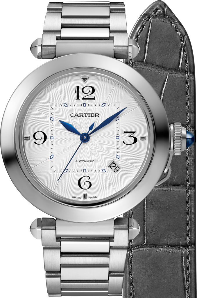 Pasha de Cartier watch41 mm, automatic movement, steel, interchangeable metal and leather straps
