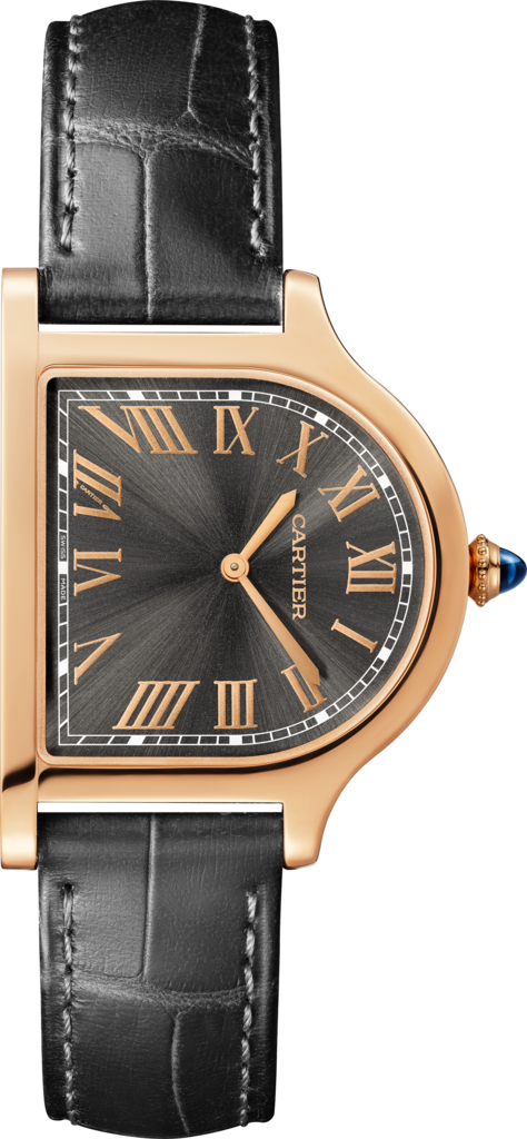 Reloj Cloche de CartierTamaño grande, movimiento manual, oro rosa, piel