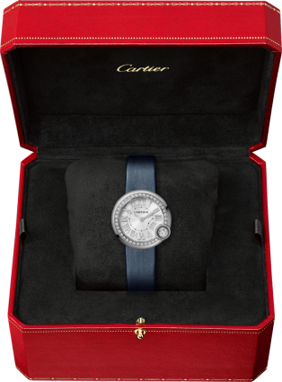 Reloj Ballon Blanc de Cartier 26 mm, acero, diamantes, piel