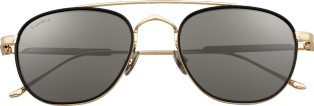 C de Cartier Sonnenbrille Schwarzes Azetat und Titan in glattem Gold-Finish, graue Gläser