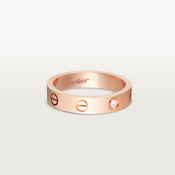 Love ring, small model, 1 diamond Rose gold, diamond