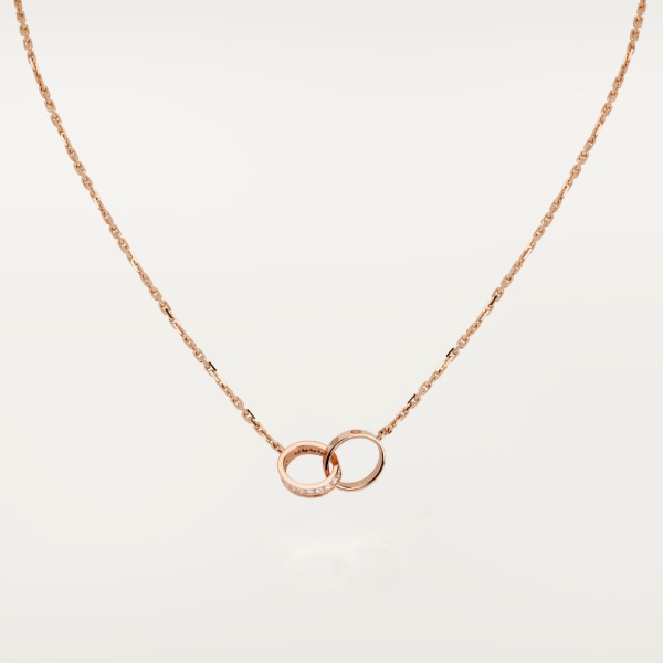 Love necklace, semi-paved Rose gold, diamonds