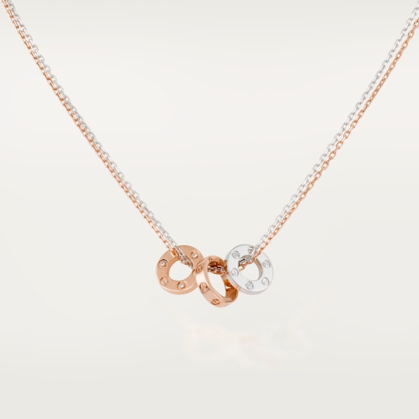 Love Anhänger mit sechs Diamanten Roségold, Weißgold, Diamanten