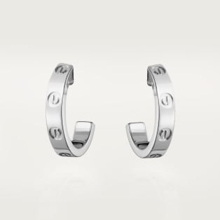 Pendientes de aro <span class='lovefont'>A </span>, tamaño pequeño Oro blanco