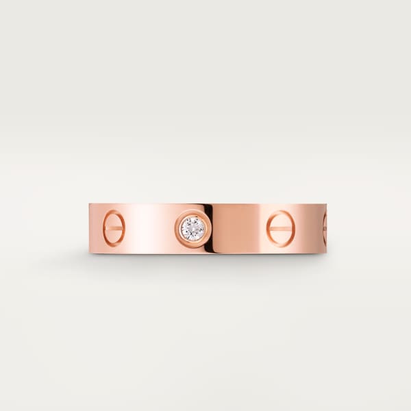 Love ring, small model, 1 diamond Rose gold, diamond