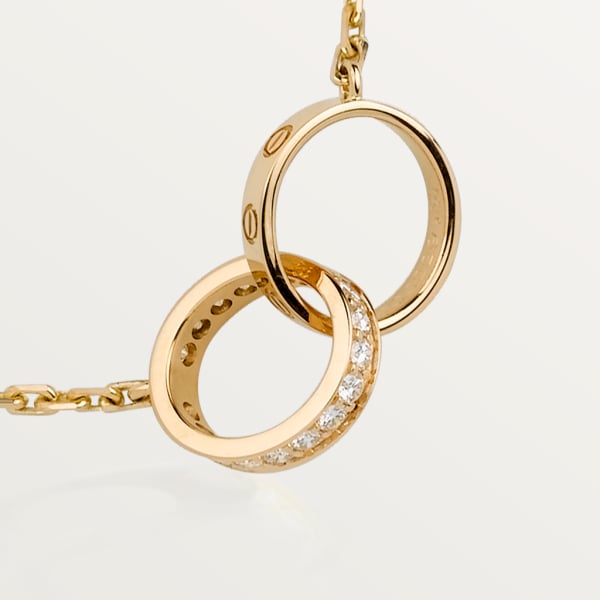 Love necklace, semi-paved Yellow gold, diamonds