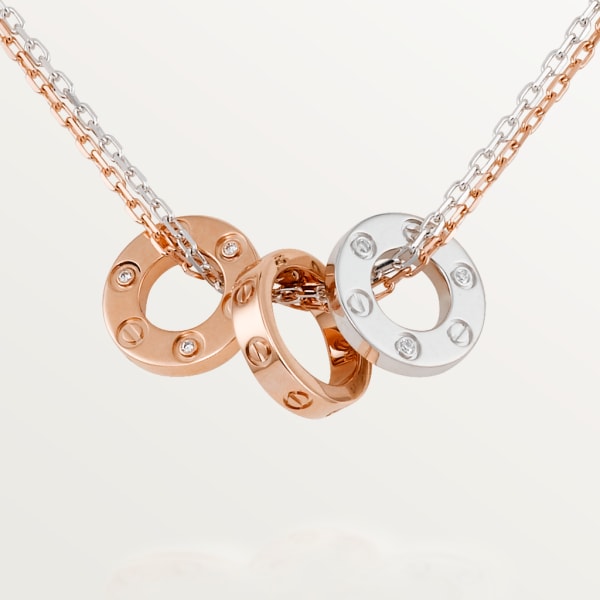 Love Anhänger mit sechs Diamanten Roségold, Weißgold, Diamanten