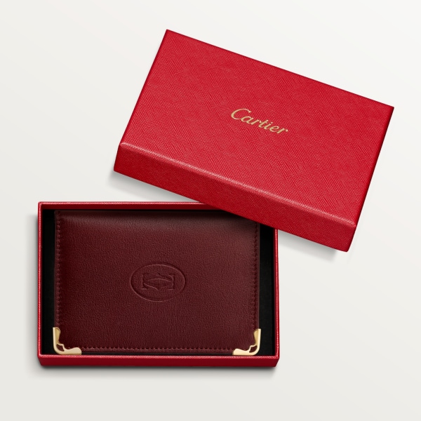 Must de Cartier Kartenetui für Kredit-/ Visitenkarten Bordeauxrotes Kalbsleder, Gold-Finish