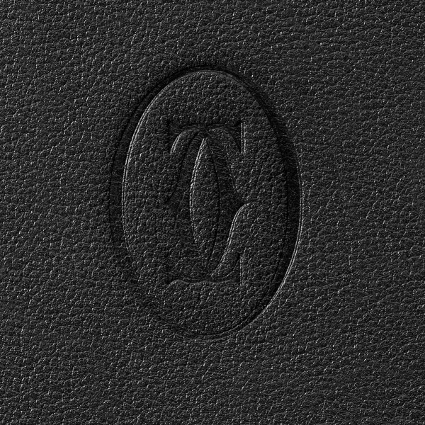 Must de Cartier vielseitige Brieftasche Schwarzes Kalbsleder, Edelstahl-Finish